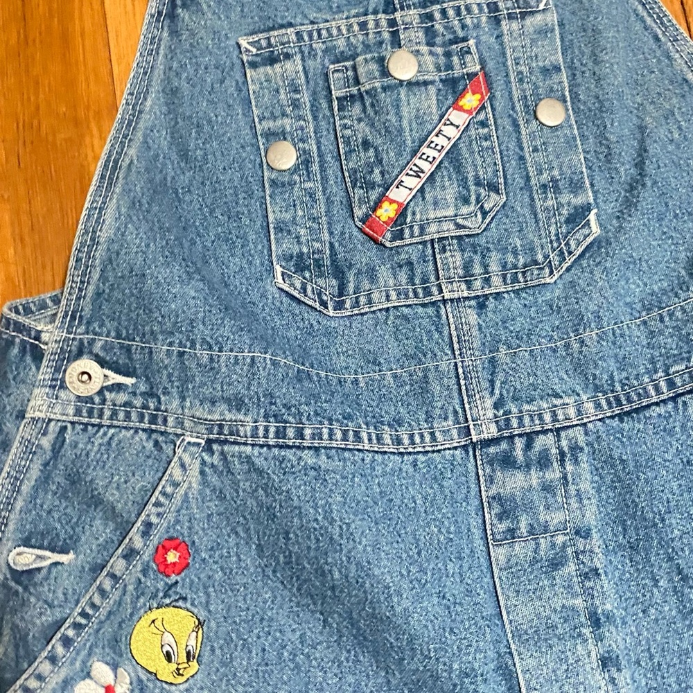 Tweety Bird jean shorts bibs